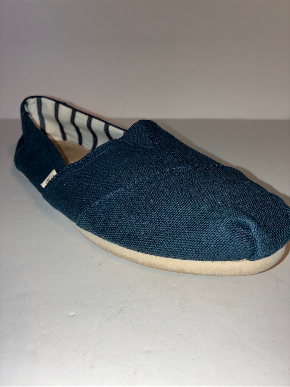 Toms, Women’s Size 9 ,Navy Canvas Slip-On with Striped Lining